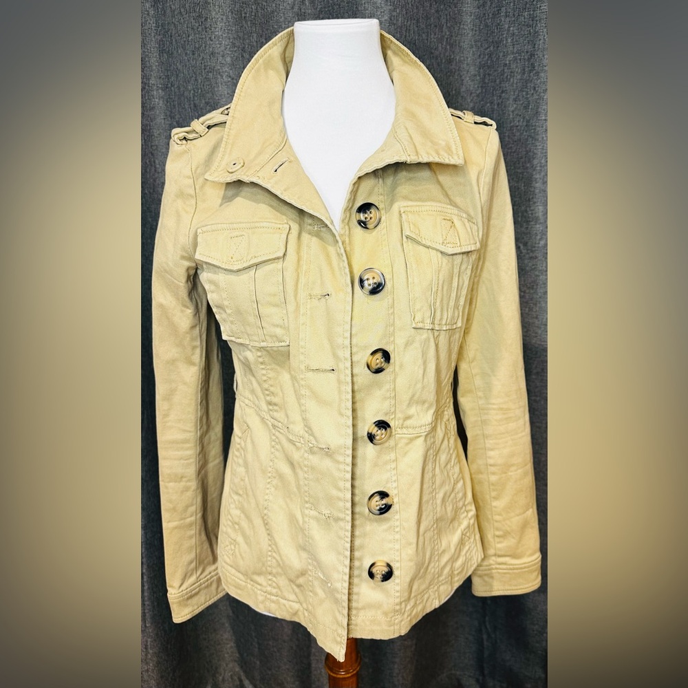 Divided Cream Button-Up Military Style Jacket Size 8 - Picture 11 of 14